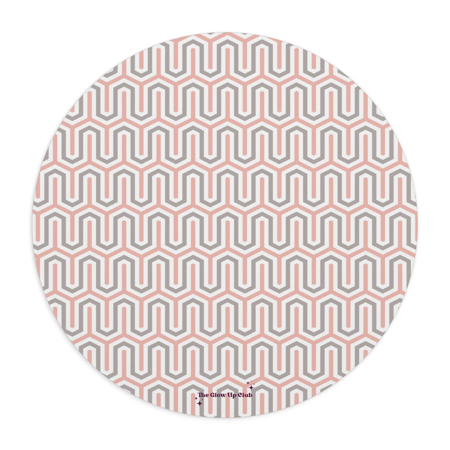 Pink grey pattern - Round Small Mouse Pad