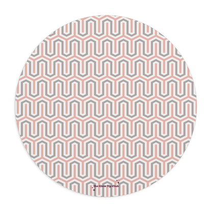 Pink grey pattern - Round Small Mouse Pad