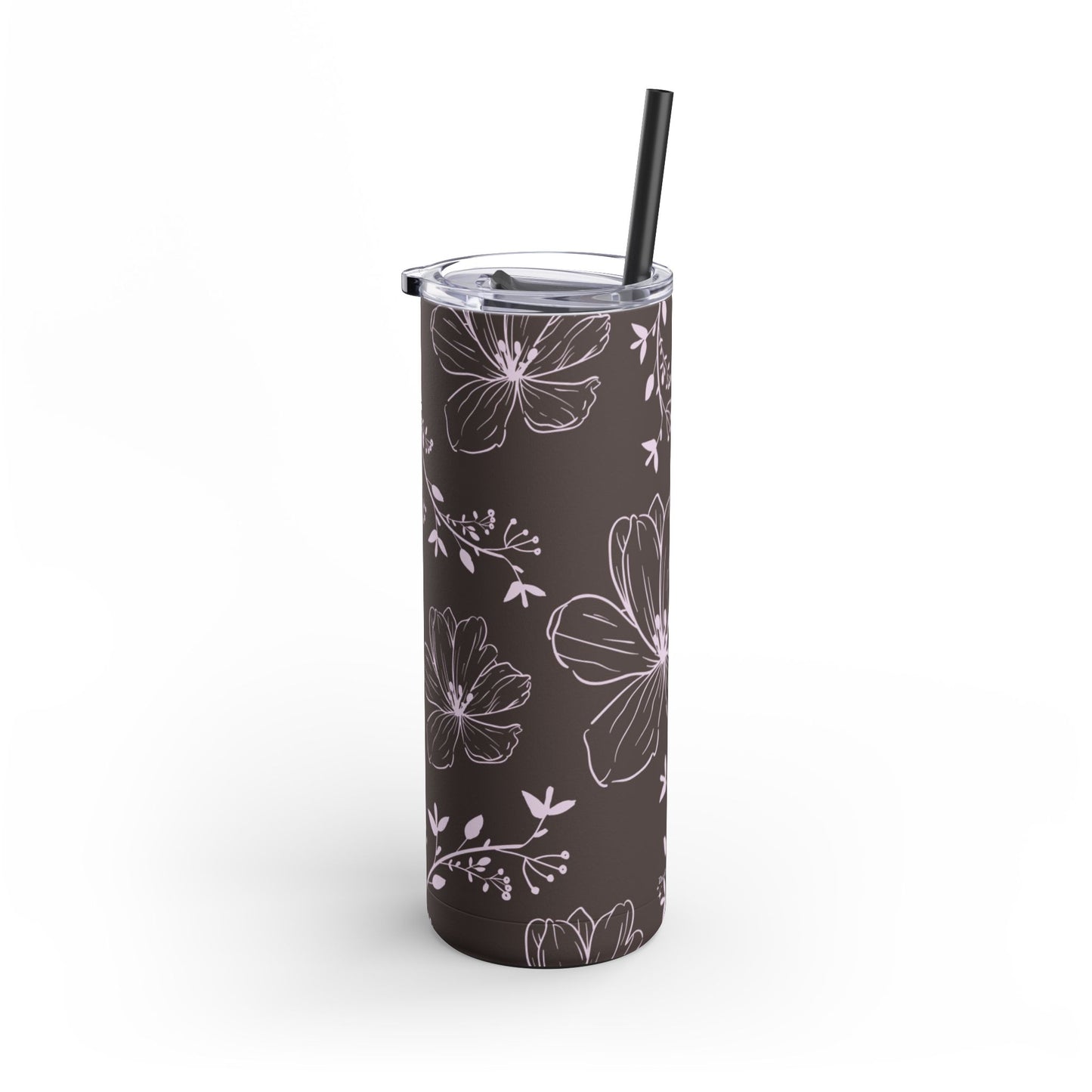 Realistic flowers grey Tumbler, 20oz