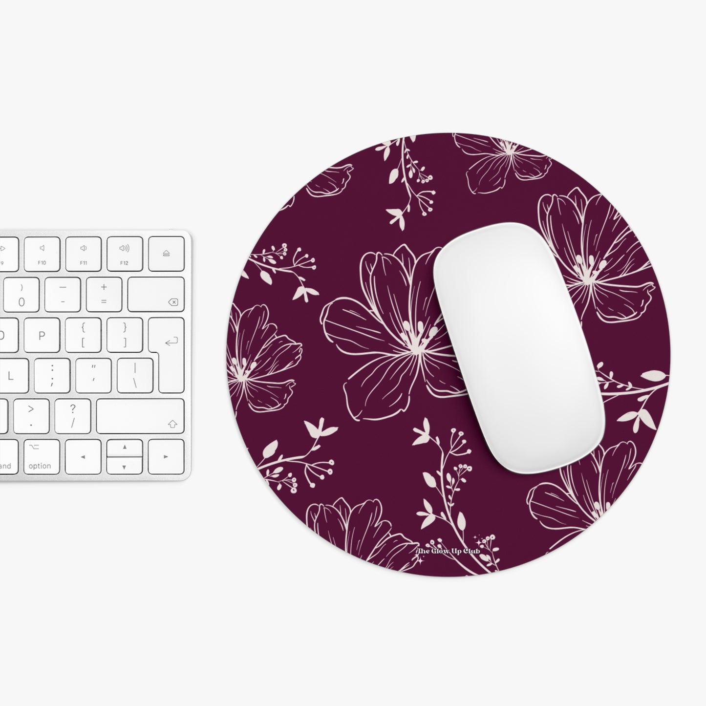 Realistic flowers burgundy - Round Small Mouse Pad