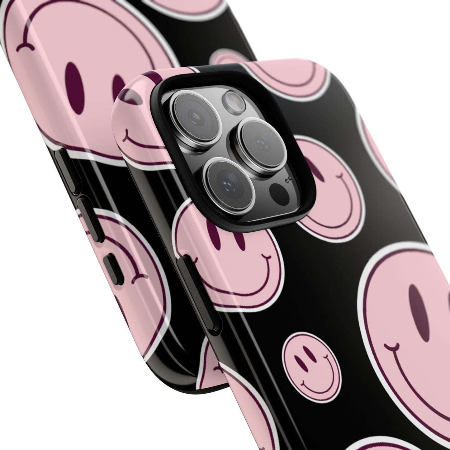 Smiley faces pink on black - tough case