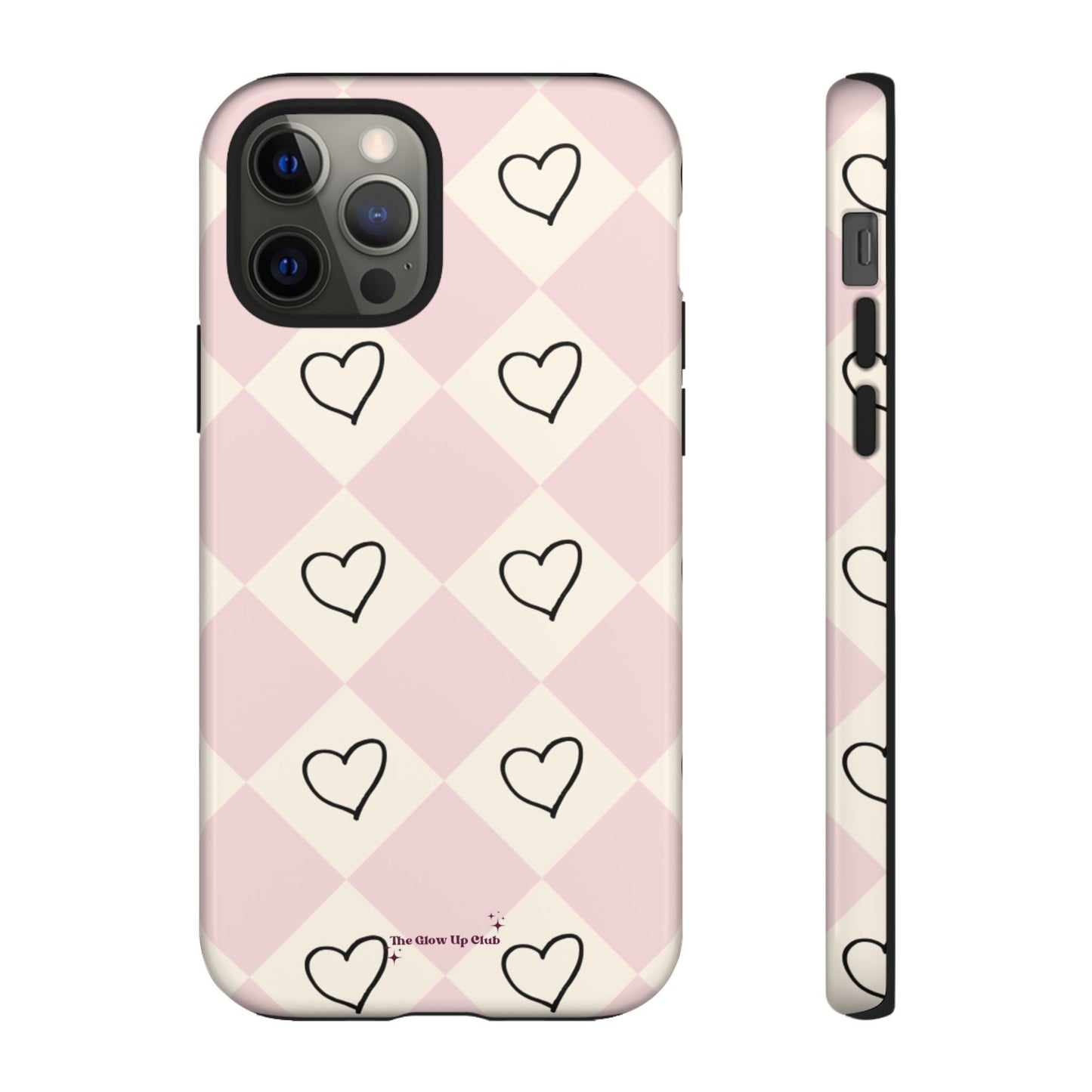 Pink heart checkers - tough case