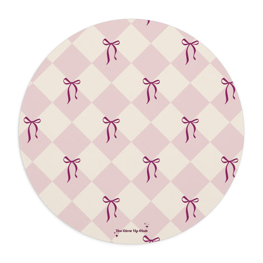 Ribbon checkers - Round Small Mouse Pad