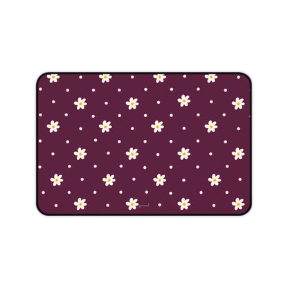 Flowers and dots burgundy - Desk Mat