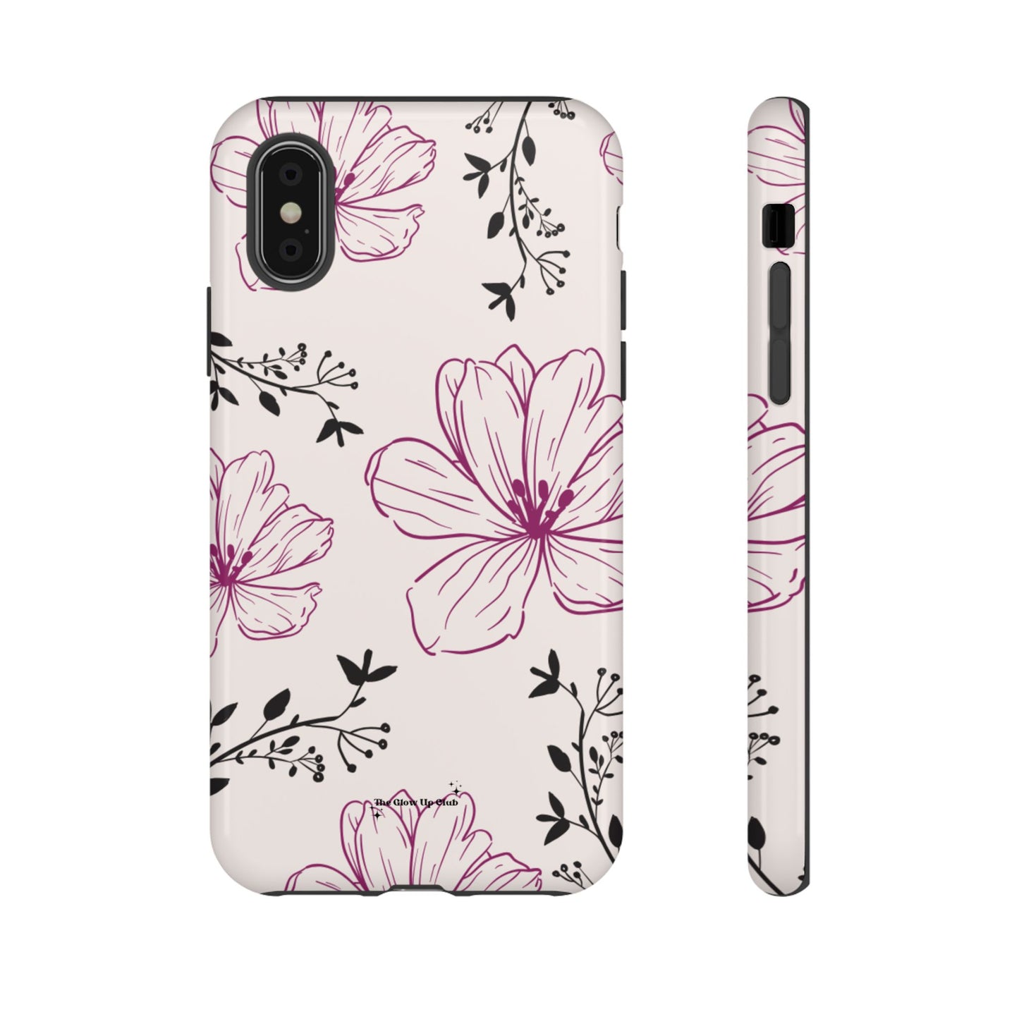 Realistic flowers black and purple - tough case