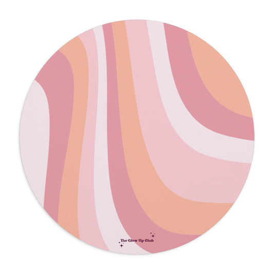 Pink waves - Round Small Mouse Pad