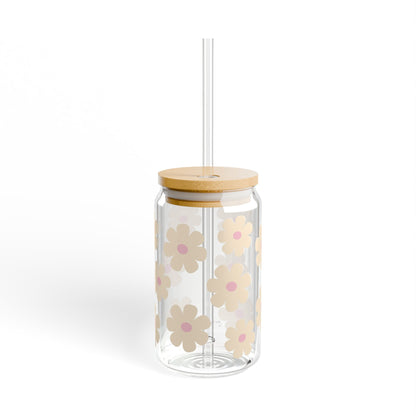 Boho flowers - 16 oz Glass Sipper