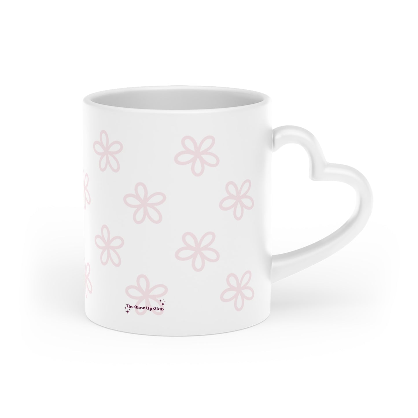 Minimalistic pink flowers Heart-Shaped Mug