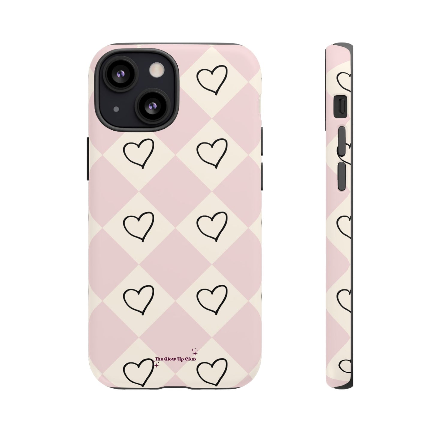 Pink heart checkers - tough case