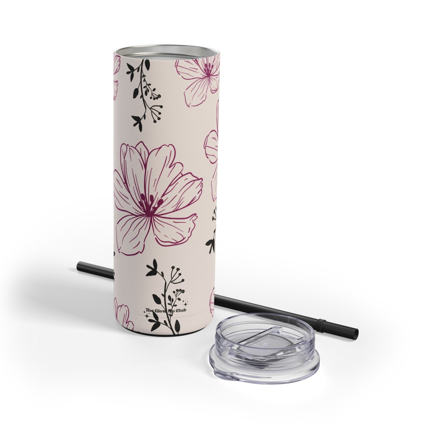 Realistic flowers cream Tumbler, 20oz