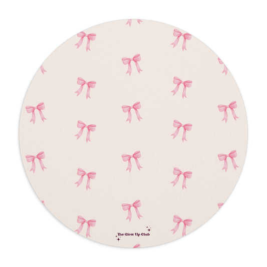 Crooked ribbon pattern cream - Round Small Mouse Pad