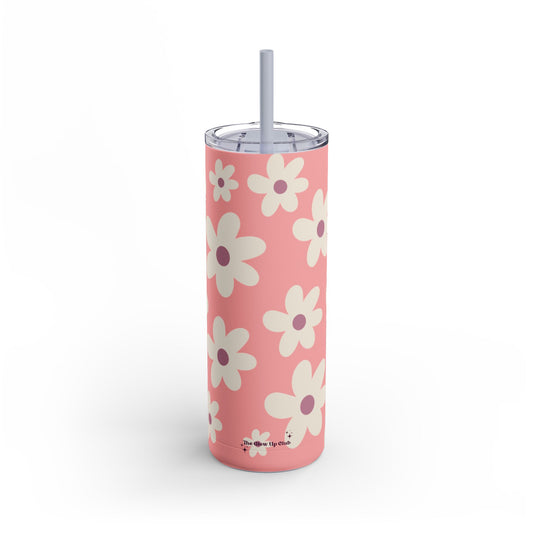 Dark pink floral pattern Tumbler, 20oz