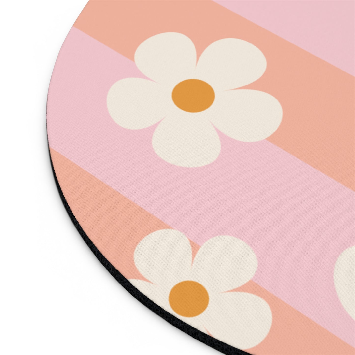 Flowers with stripes - Round Small Mouse Pad