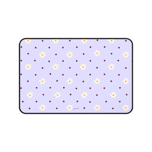 Flowers and dots purple - Desk Mat