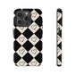 Black and cream heart checkers - tough case