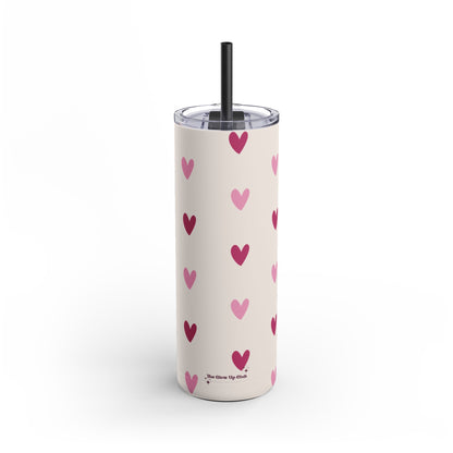 Cream heart pattern Tumbler, 20oz