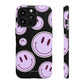 Smiley faces purple on black - tough case