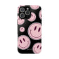 Smiley faces pink on black - tough case