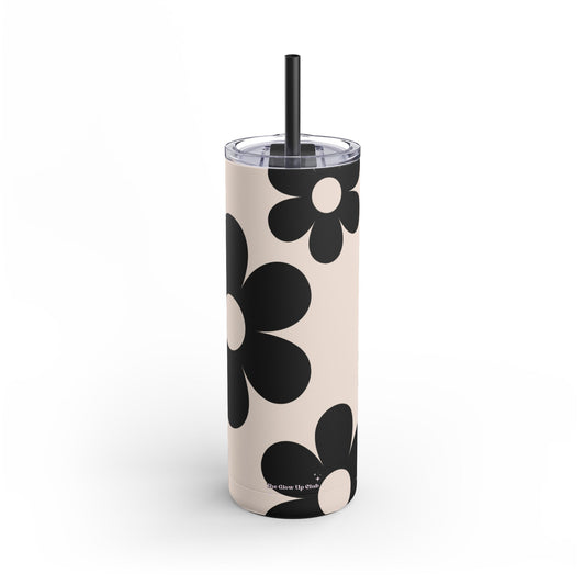 Big black flowers on cream background Tumbler, 20oz