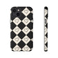 Black and cream heart checkers - tough case