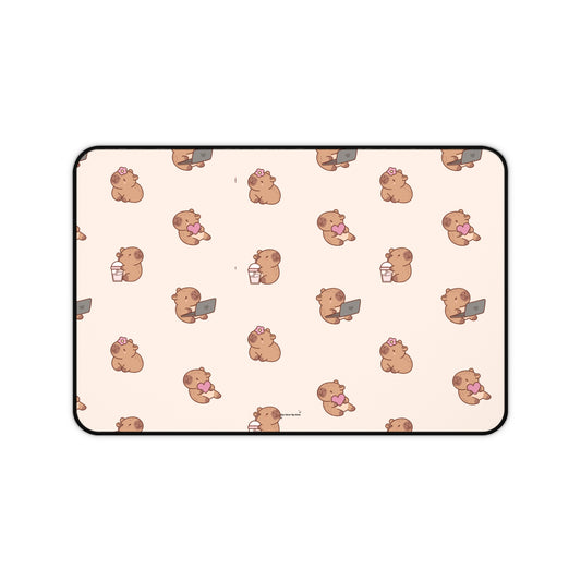 Busy capybara - Desk Mat