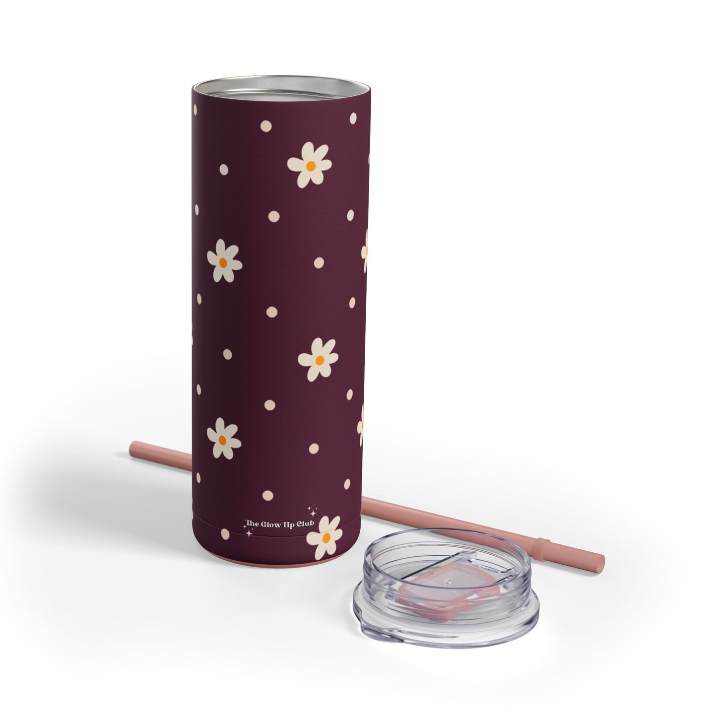 Flowers and dots burgundy Tumbler, 20oz