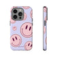 Smiley faces pink on purple - tough case