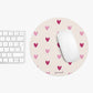 Cream heart pattern - Round Small Mouse Pad