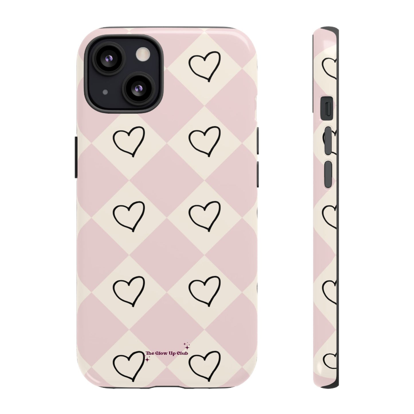 Pink heart checkers - tough case