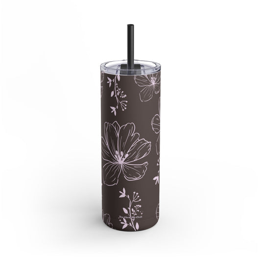 Realistic flowers grey Tumbler, 20oz