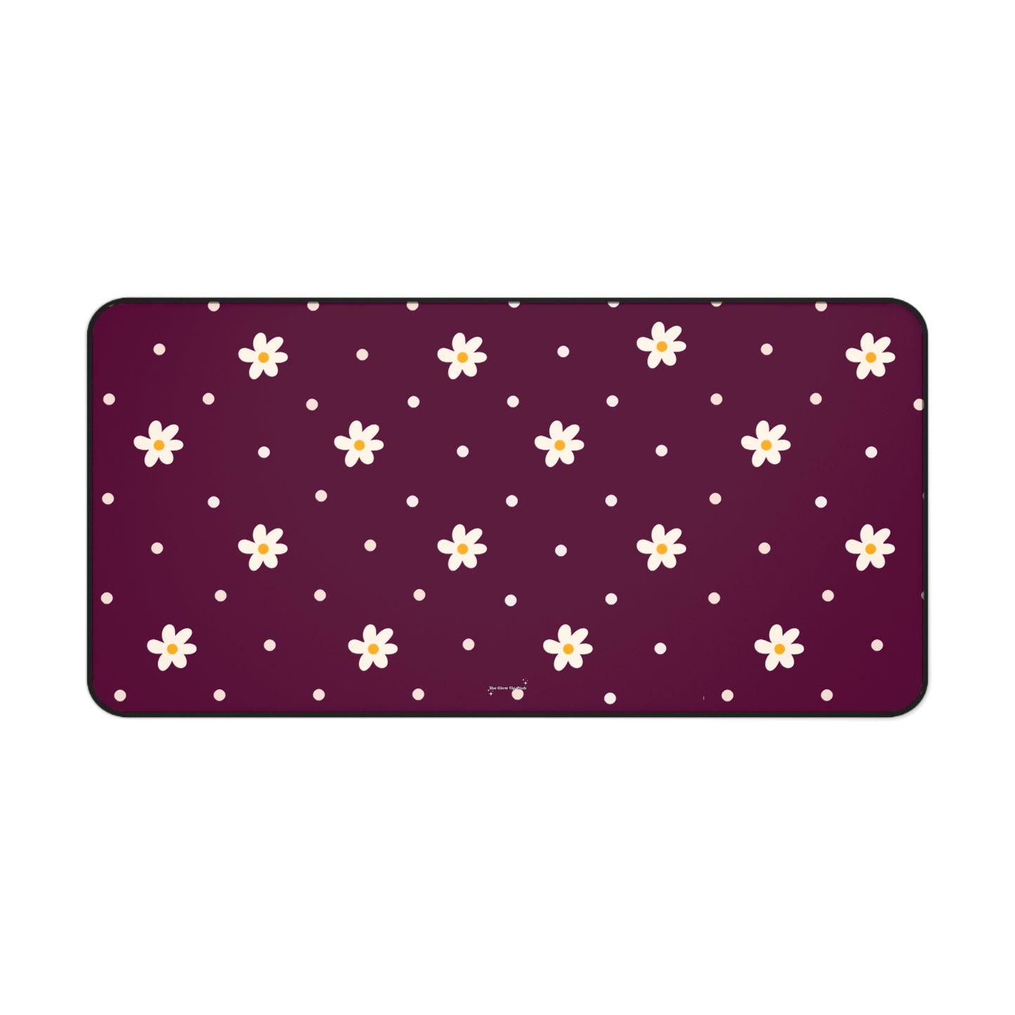 Flowers and dots burgundy - Desk Mat