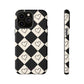 Black and cream heart checkers - tough case