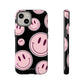 Smiley faces pink on black - tough case