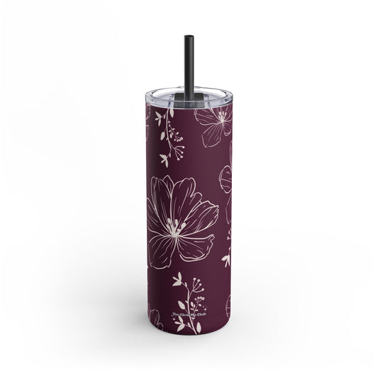 Realistic flowers burgundy Tumbler, 20oz