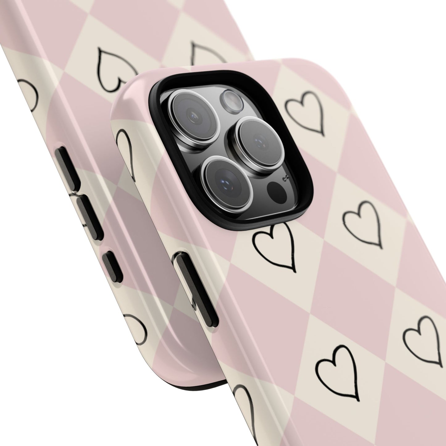 Pink heart checkers - tough case