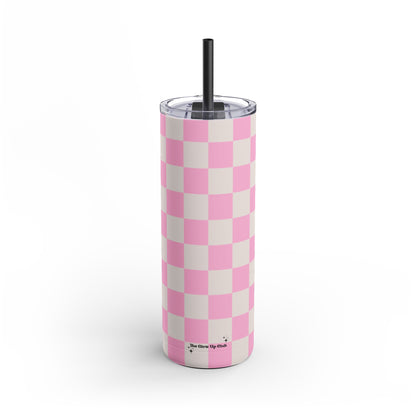 Bright pink checkers Tumbler, 20oz