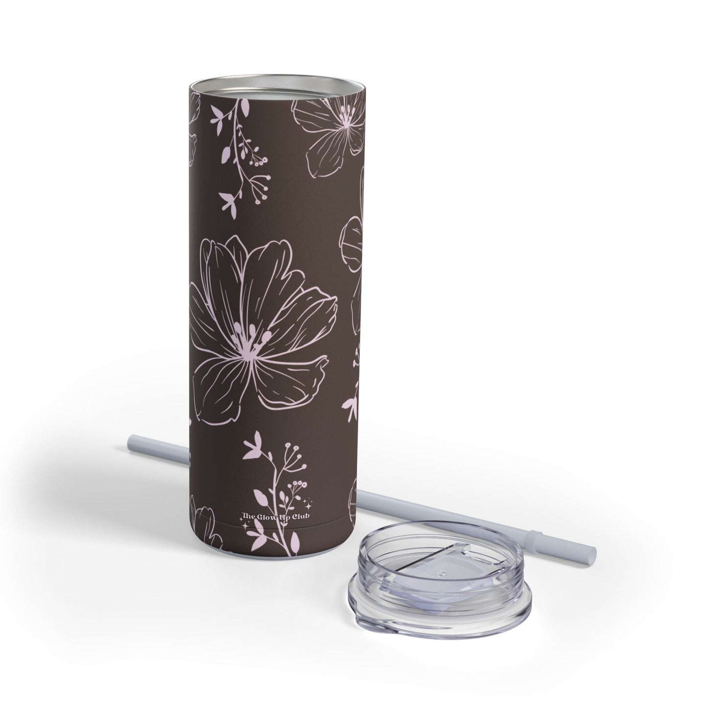 Realistic flowers grey Tumbler, 20oz