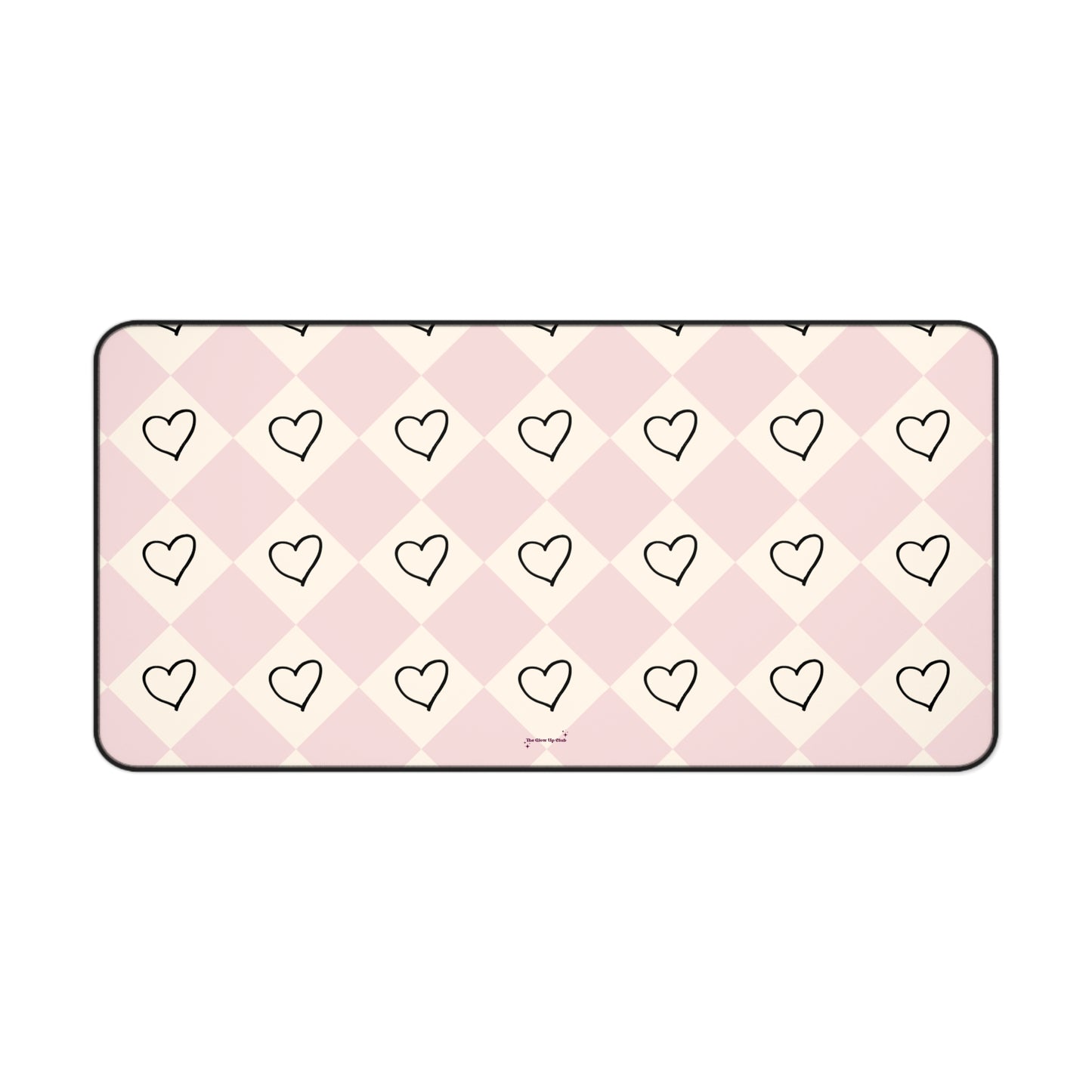 Pink heart checkers - Desk Mat