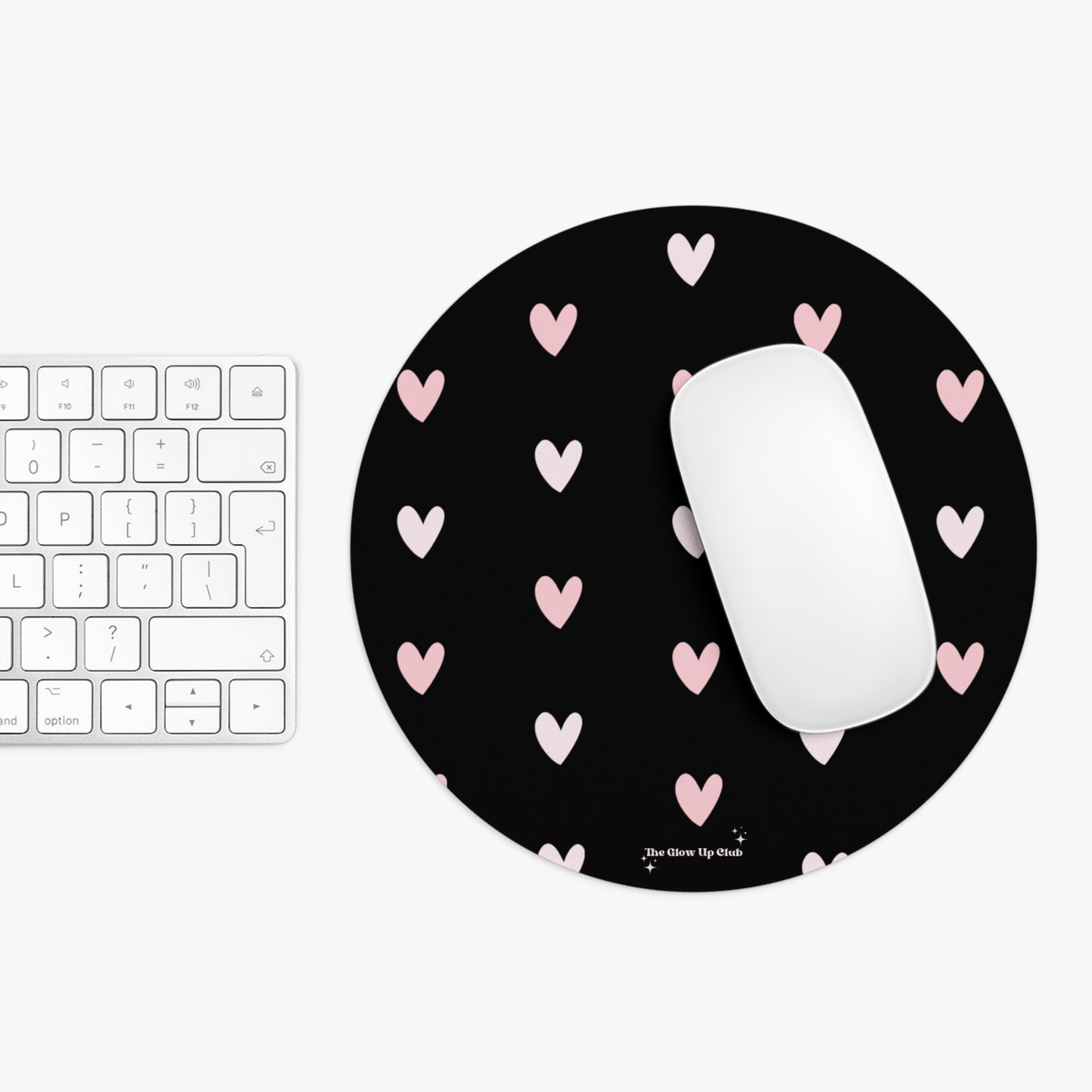 Black heart pattern - Round Small Mouse Pad