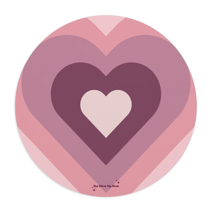 Heart layers pink - Round Small Mouse Pad