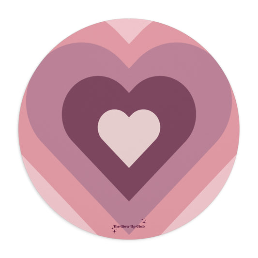 Heart layers pink - Round Small Mouse Pad