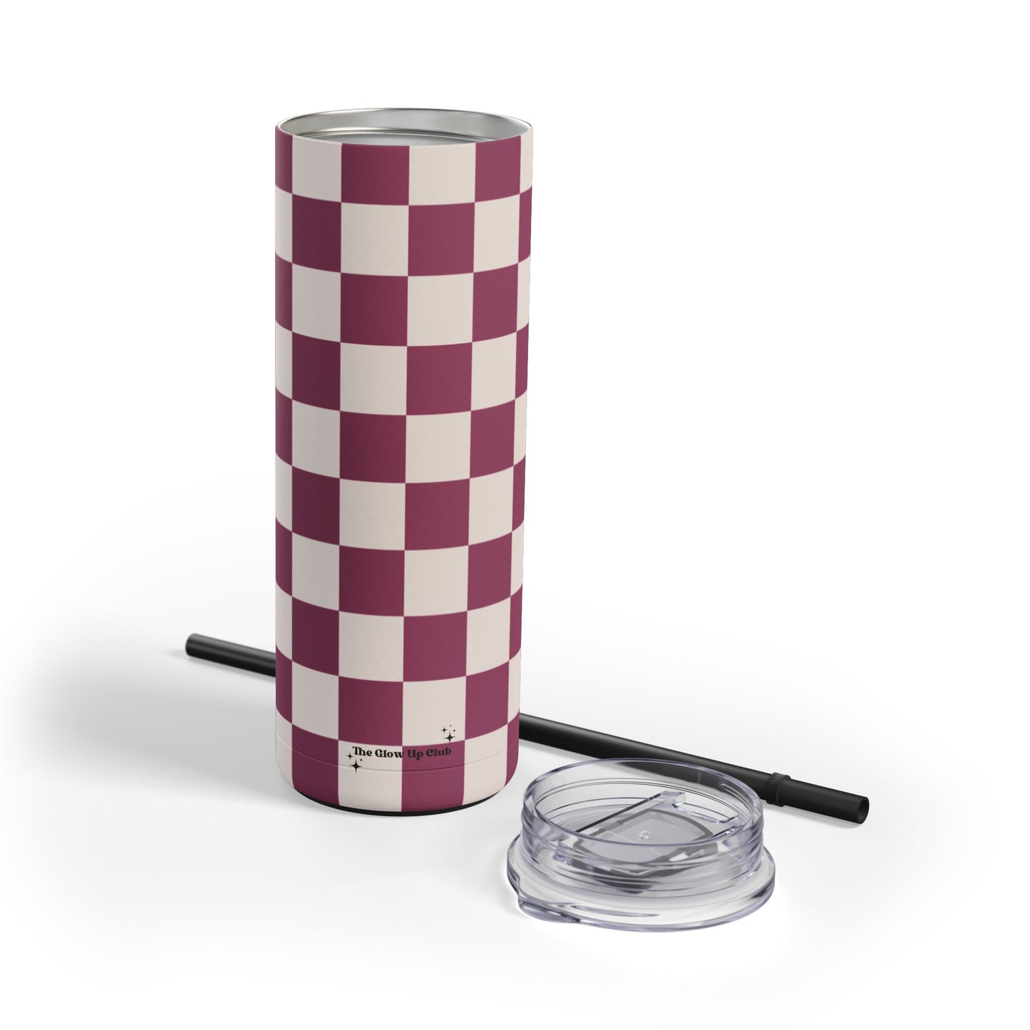 Burgundy checkers Tumbler, 20oz