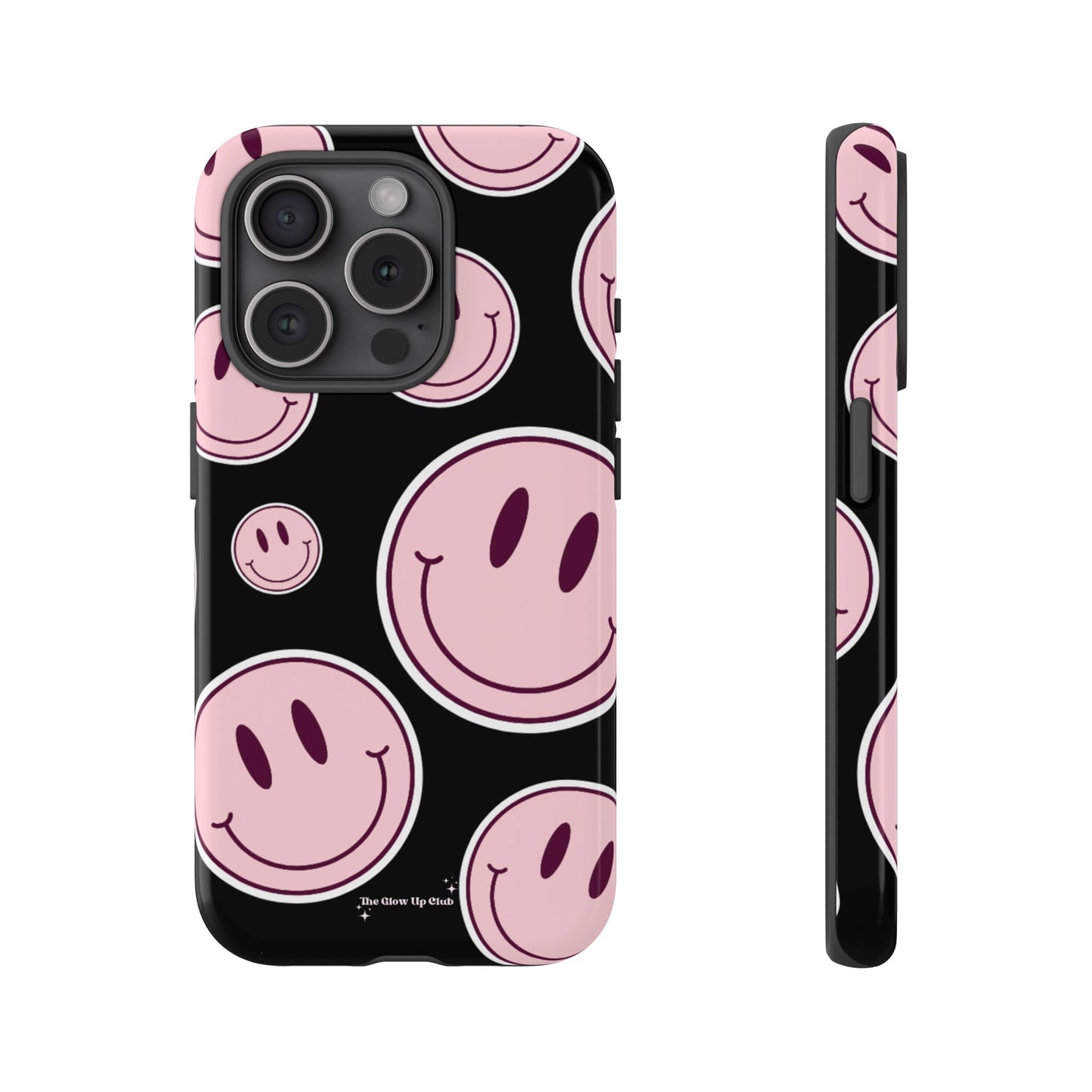 Smiley faces pink on black - tough case