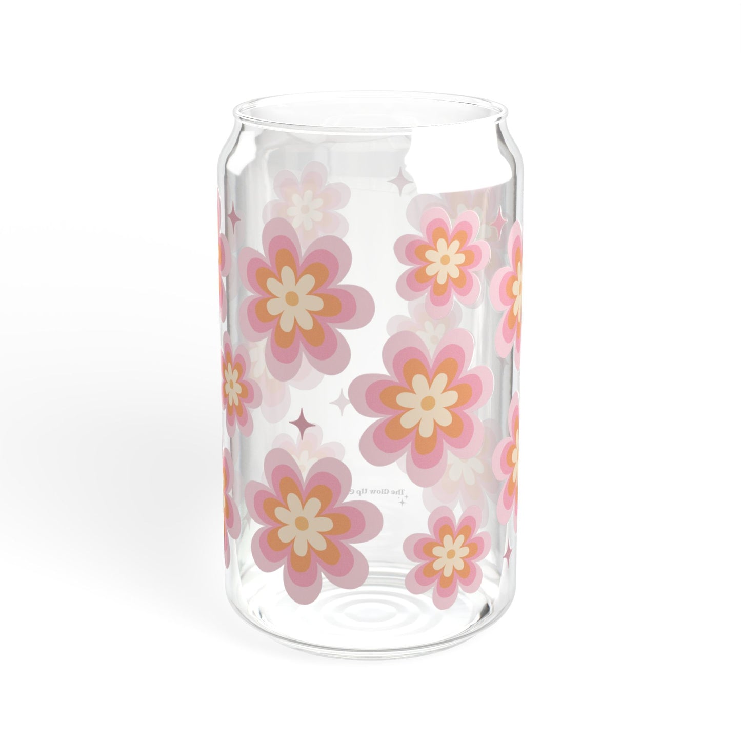 Retro flowers - 16 oz Glass Sipper