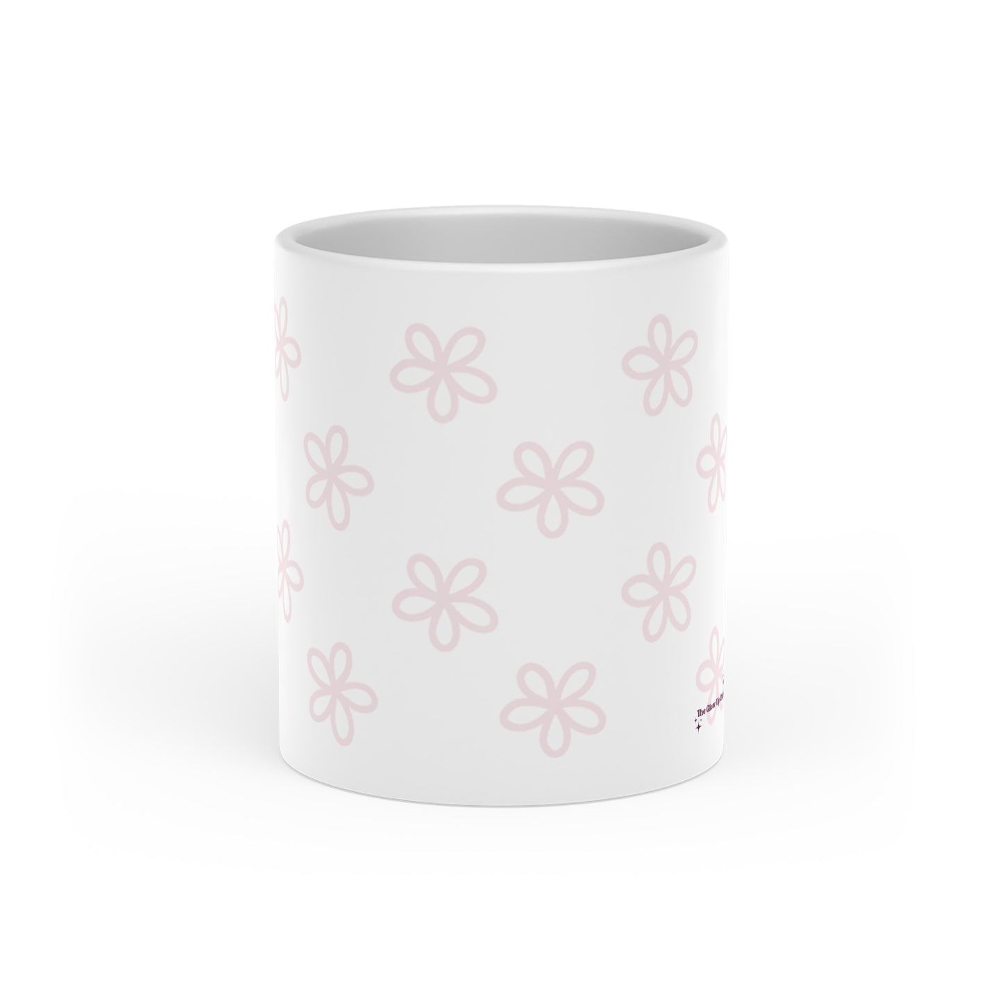 Minimalistic pink flowers Heart-Shaped Mug