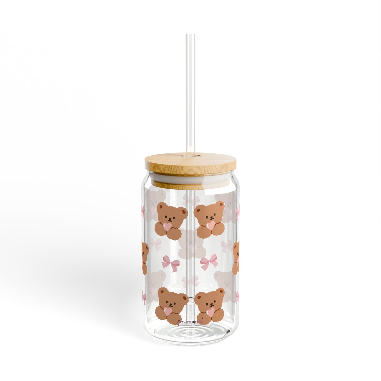 Teddies & ribbons - 16 oz Glass Sipper