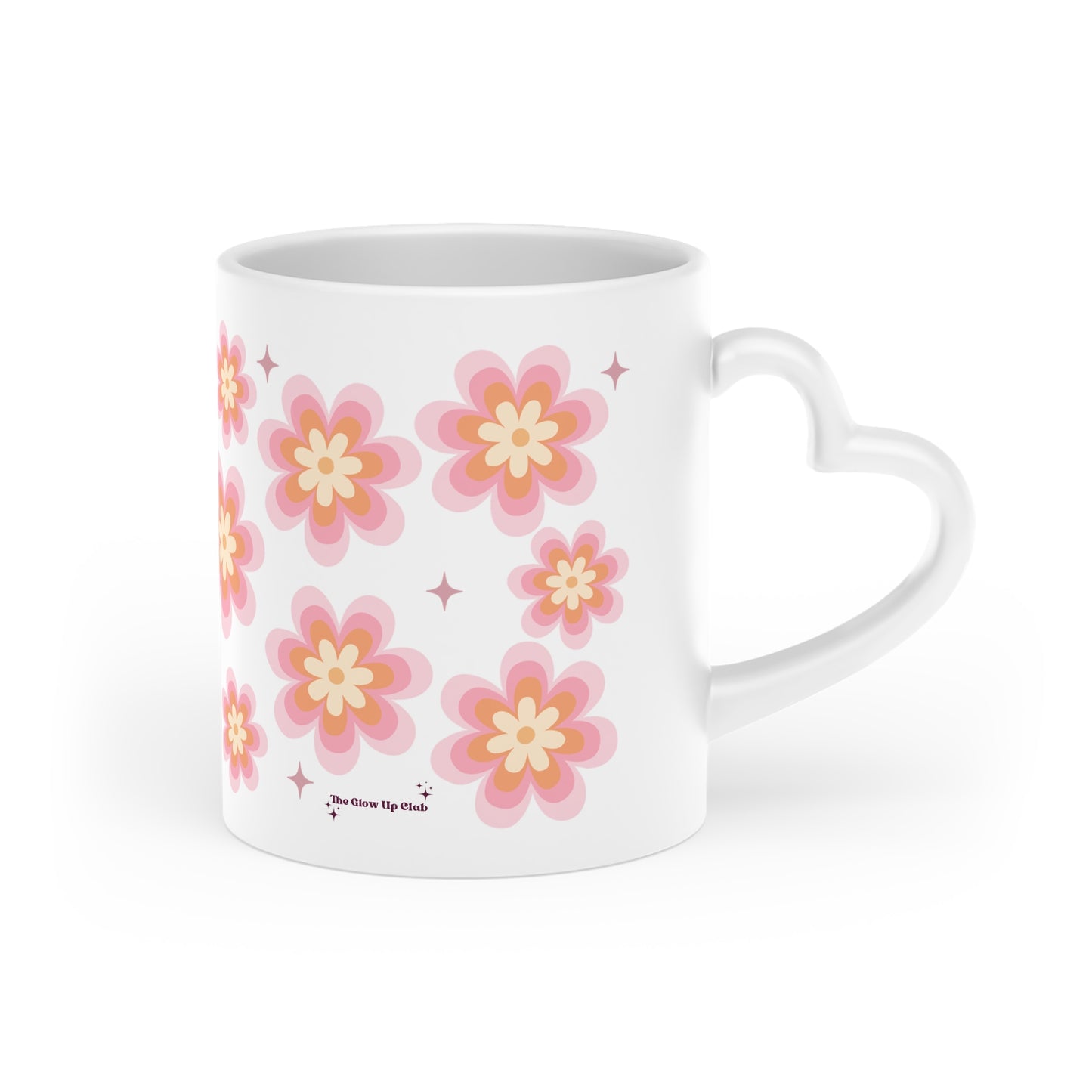 Retro flowers Heart-Shaped Mug