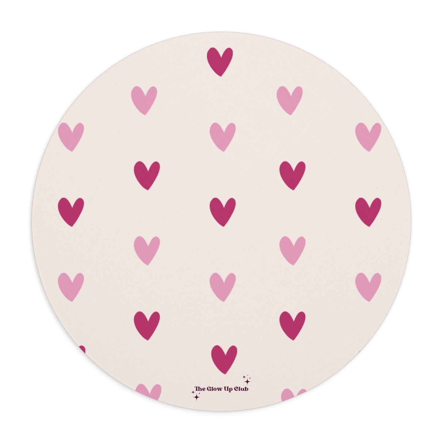 Cream heart pattern - Round Small Mouse Pad