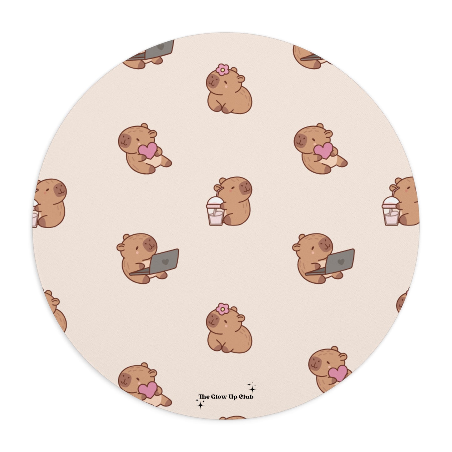 Busy capybara - Round Small Mouse Pad