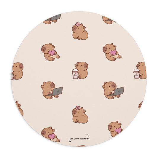 Busy capybara - Round Small Mouse Pad